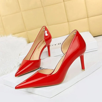 Glossy Korean Patent Leather Stiletto Heels Women Comfort by zapcart