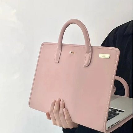 Okdeals Pink PU Laptop Sleeve With Handle For Women by zapcart