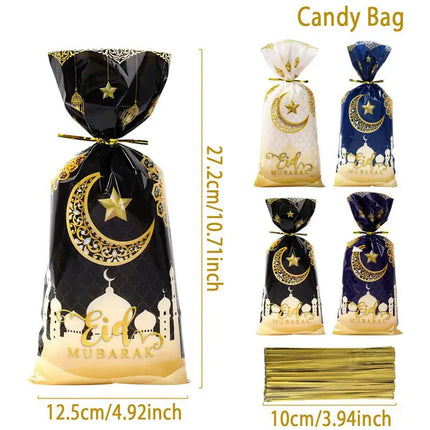 Eid Mubarak Gift Cookie Bags With Straps for Ramadan Decor by zapcart