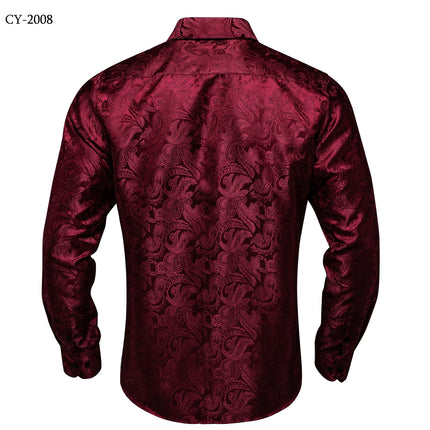 HenanChoice Mens Jacquard Paisley Shirt Long Sleeve Luxury by zapcart