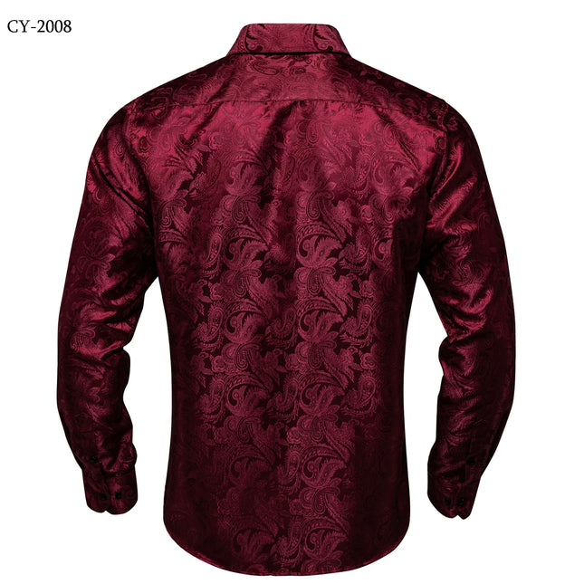 HenanChoice Mens Jacquard Paisley Shirt Long Sleeve Luxury by zapcart