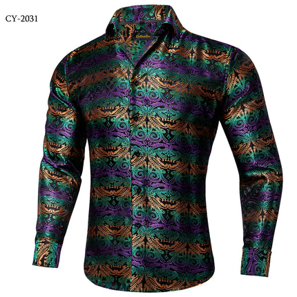 HenanChoice Mens Jacquard Paisley Shirt Long Sleeve Luxury by zapcart