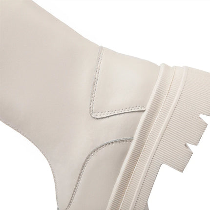 AIYUQI Women Chelsea Boots Genuine Leather Front Zipper