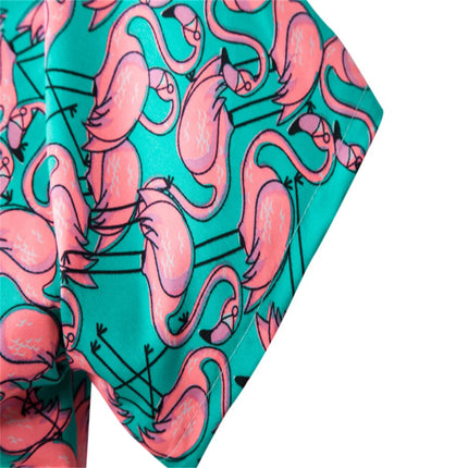 CN Jiangxi Men Quick Dry Beach Shirt Hawaiian Flamingo by zapcart