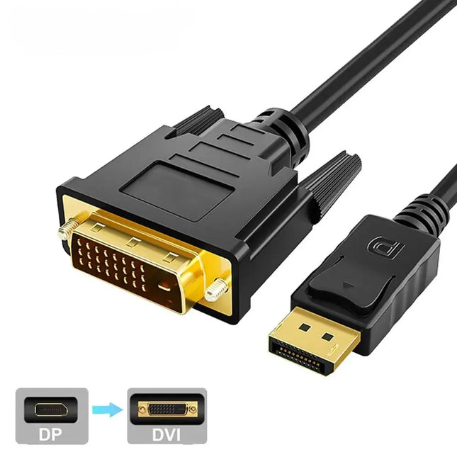 Connecto DP to DVI Adapter Cable 1.8M FHD 1080P Monitors by zapcart