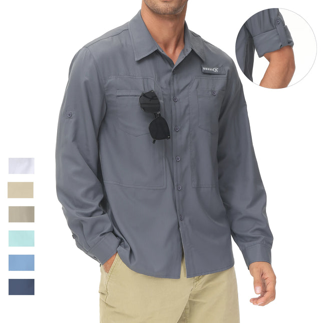 Men UPF 50 Fishing Shirt Back Mesh Sun Protection Casual by zapcart