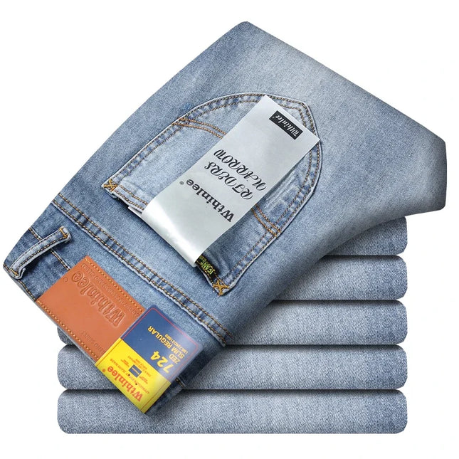 Men Blue Stretch Denim Jeans Straight Fit Classic CN by zapcart