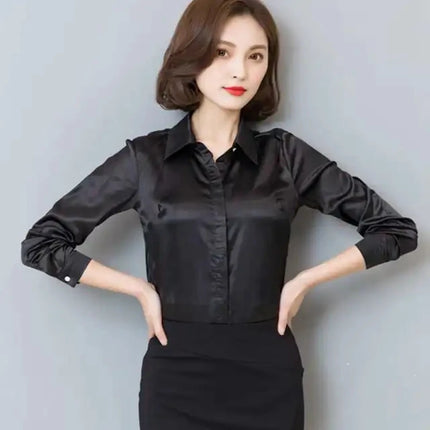 Satin Silk Work Shirt For Women Polished Office Look by zapcart