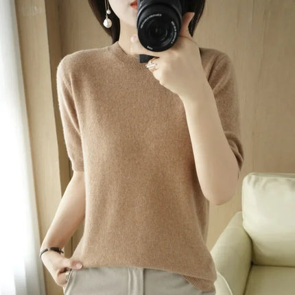Women Lightweight Knit Sweater O Neck Slim Fit Everyday Top by zapcart