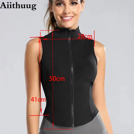 Aiithuug Women Athletic Zip Up Sweat Vest Breathable Top by zapcart