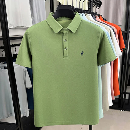 Men's Polo Shirt Embroidered Pony CN Zhejiang Breathable by zapcart