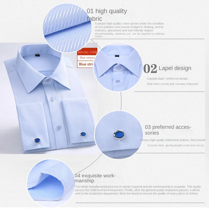 Men's French Cuff Dress Shirt White Long Sleeve CN Zhejiang by zapcart