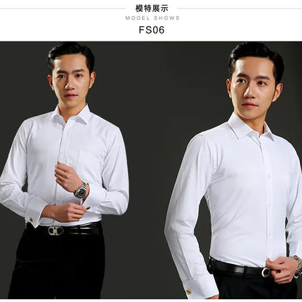 Yuaioiue Men French Cuff Dress Shirt Classic White Office by zapcart