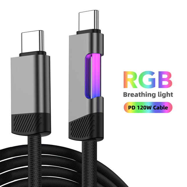OOZCC RGB USB C Fast Charging Cable 120W 6A For Gamers