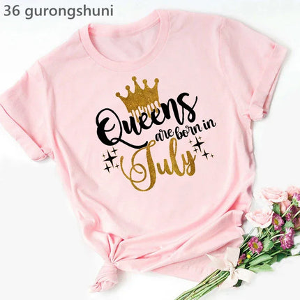 Queen Are Born In January To December Bold Graphic Tee Women by zapcart