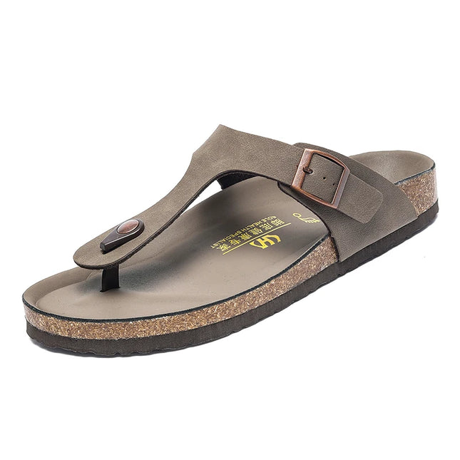 Shinefull Mens Leather Flip Flops Non Slip Durable Outdoor by zapcart