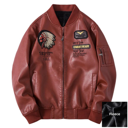 2024 New Men's Leather Jacket Lapel Embroidery Trend Biker Motorcycle Jacket Men's Fashion Casual Windproof PU Bomber Coat 4XL by zapcart