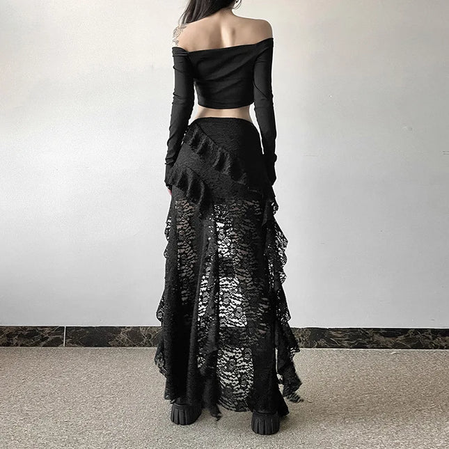 BKLD Women Black High Waist Lace Patchwork Sexy Clubwear by zapcart