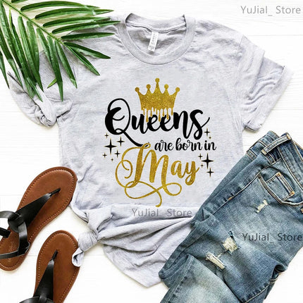 Queen Are Born In January To December Bold Graphic Tee Women by zapcart