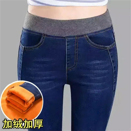 Winter Plus Velvet Stretch Jeans For Women Warm High Waist by zapcart