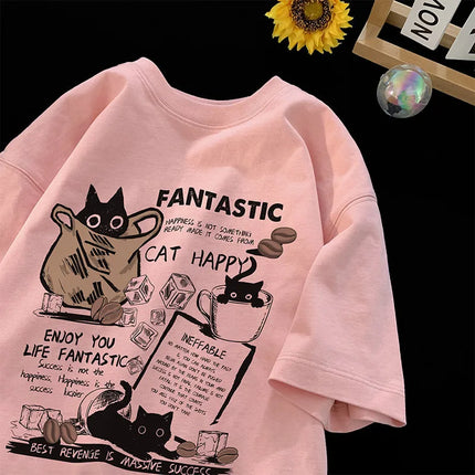 Cartoon Cat T Shirt Oversize For Men Women Casual Comfort by zapcart