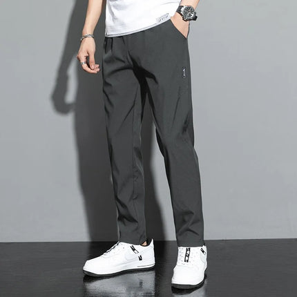 Longchengyixi Ice Silk Quick Dry Men Casual Pants Slimfit by zapcart