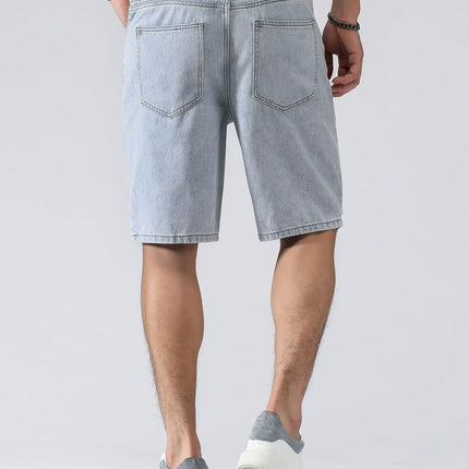 LVCCCI SCN Men Stretch Denim Shorts Baggy Cargo Ripped Knee by zapcart