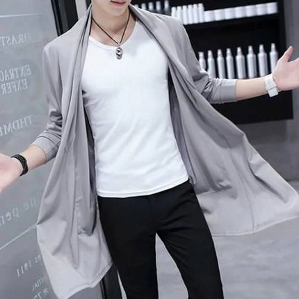 ICCLEKCN Men Hooded Korean Style Trench Coat Streetwear by zapcart