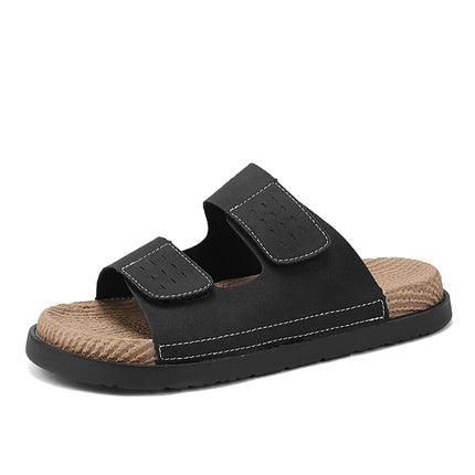 Yeinshaars Men Leather Slippers Open Toe Quick Dry Sandals by zapcart