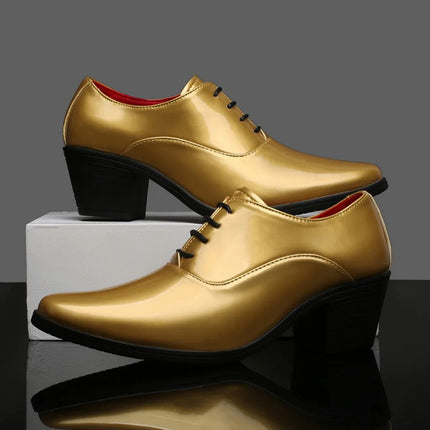 Dcoud Golden Luxury Leather Shoes Men Pointed Toe Wedding by zapcart