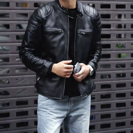 Others Mens Thick Cotton Lined Motorcycle Jacket Winter by zapcart