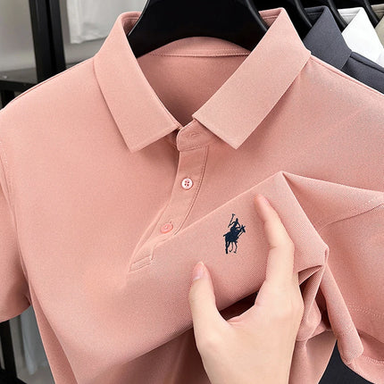 Men's Polo Shirt Embroidered Pony CN Zhejiang Breathable by zapcart