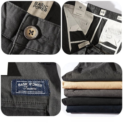 Iceupsnow Men's Cotton Twill Slim Straight Business Pants by zapcart