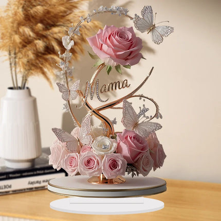 Choice 2D Acrylic Pink Flower Bouquet For Mom Desk Decor by zapcart