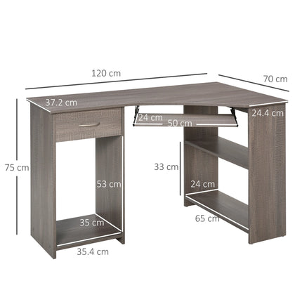 HOMCOM L Shaped Corner Desk Keyboard Tray Home Office by zapcart