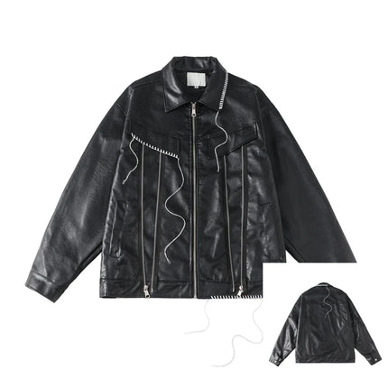 Womens Leather Jacket Synthetic Asymmetric Zip STIWAUP by zapcart
