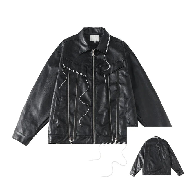 Womens Leather Jacket Synthetic Asymmetric Zip STIWAUP by zapcart