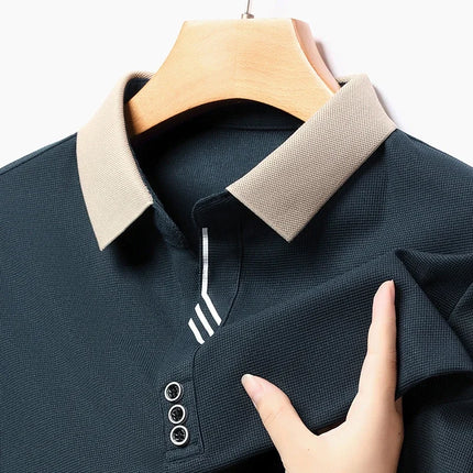 Mens Polo Shirt Breathable Polyester Business Casual Top by zapcart