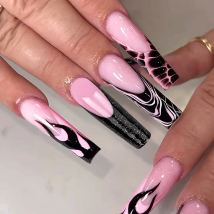 Extra Long Press On Nails Glue Included Bear Bow For Women by zapcart
