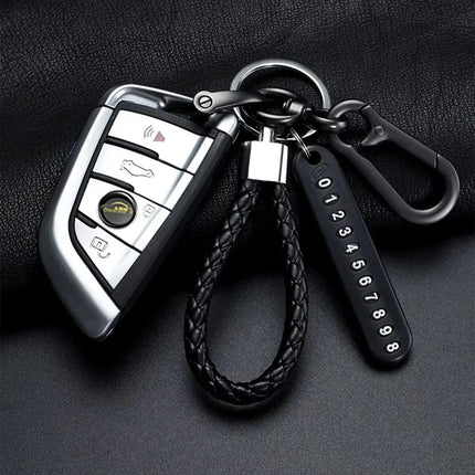 Phone Number Plate Keychain For Men DIY Leather Rope Anti Lost Zapcart