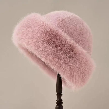 Zapcart Fluffy Fur Bucket Hat For Women Warm Winter Cap
