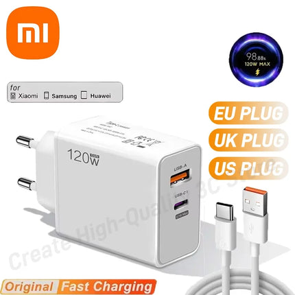Xiaomi 120W Turbo Fast Charger For Xiaomi Devices EU UK US by zapcart