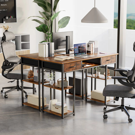 JHK 48 Inch Double Deck Shelving Office Desk Drawers by zapcart