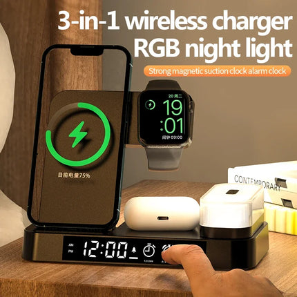 VIKEFON 30W 3 In 1 Wireless Charger Stand For iPhone Watch by zapcart