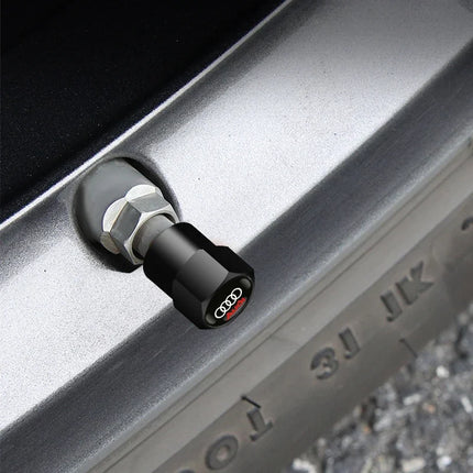 Audi Valve Caps With Suede Leather Key Chain For Audi