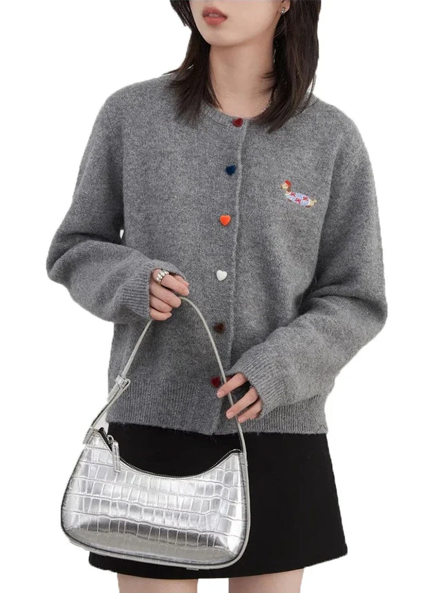 Chic Ven Women Cardigan Loose Casual Round Neck Button Top by zapcart