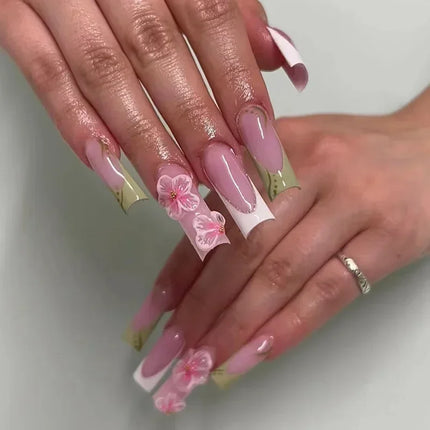 Press On Nails White Butterfly Pearls For Trendsetters 24pcs by zapcart