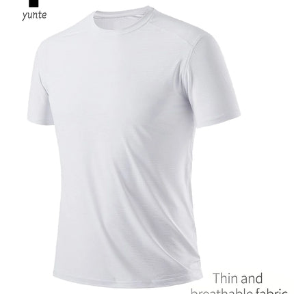 CN AnhuiChoice Round Neck T Shirt White Men Quick Dry Gym by zapcart