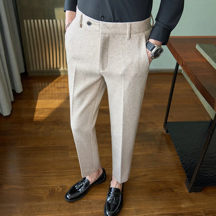 Qj Cinga Herringbone Men Slim Fit Pants Winter Fashion by zapcart