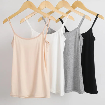 Women Solid Color Cotton Camisoles Vest Breathable Top by zapcart